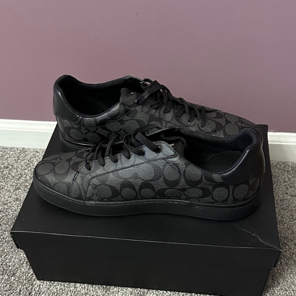 Men's 12D COACH Charcoal/Black  Signature Casual Men's Shoes